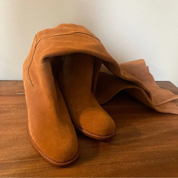 Kelsey Dagger Brooklyn Tan Suede Over the Knee Boots Sz 8.5 Fall Western Chic - Picture 3 of 11